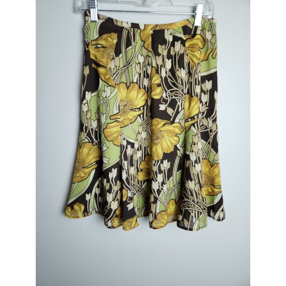 Ann Taylor Loft skirt sz 2 side zip whimsical artsy botanical Careerwear fall - Picture 3 of 9